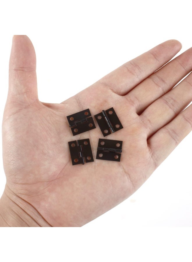 18 x 15mm Small Black Euro Hinges, 50pcs with 200 Screws, Iron, Electroplated Finish, 4 Holes Each, Ideal for Crafts, Jewelry Box, Dollhouse, Cabinet, Drawer - Image 5